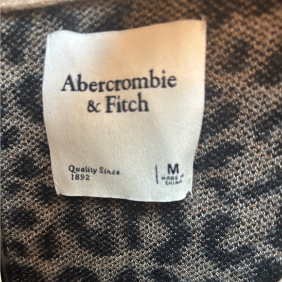 ABERCROMBIE & FITCH Animal Print V-Neck Knit Long Sleeve Oversized Sweater Sz M - Picture 4 of 5